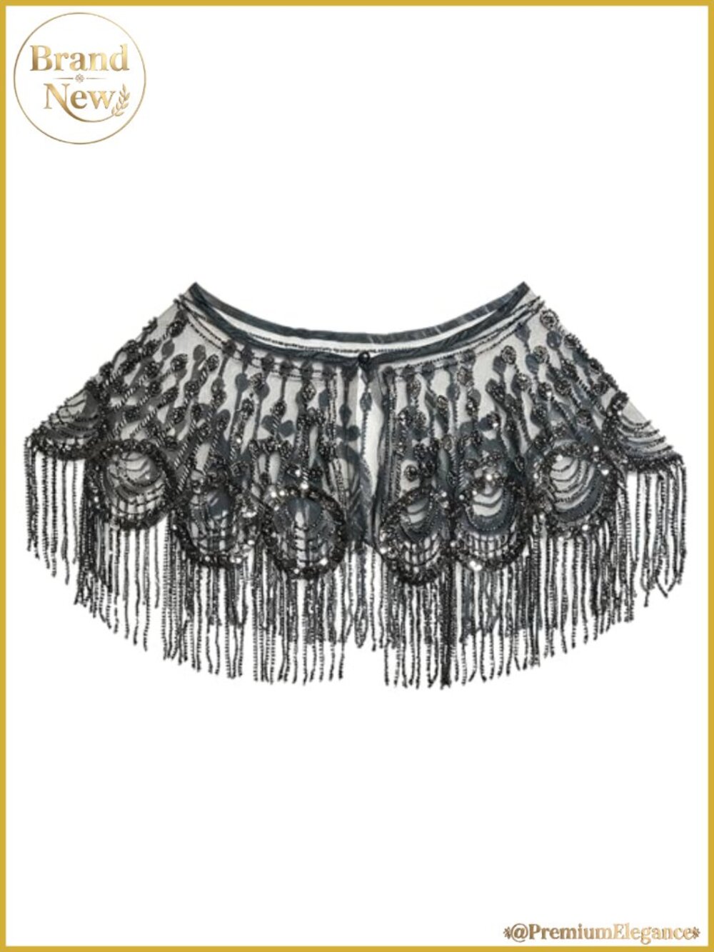 1920s Beaded Sequin Fringe Shawl Wrap Evening Cape for Gatsby Party Wedding